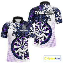 Load image into Gallery viewer, Personalized Paint Splash Darts Shirt For Men Custom Darts Jersey Team Polo &amp; 1/4 Zip |Purple TDM6064