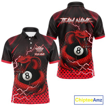 Load image into Gallery viewer, Personalized Red 8 Ball Lightning Cobra Snake Men&#39;s Billiards Shirts Custom Pool Team Jerseys TDM5197