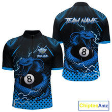 Load image into Gallery viewer, Personalized Blue 8 Ball Lightning Cobra Snake Men&#39;s Billiards Shirts Custom Pool Team Jerseys TDM5198