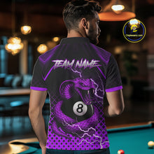 Load image into Gallery viewer, Personalized Purple 8 Ball Lightning Cobra Snake Men&#39;s Billiards Shirts Custom Pool Team Jerseys TDM5199