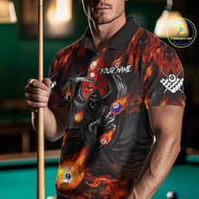 Load image into Gallery viewer, Orange Flaming Grim Reaper Billiard Shirt For Men Custom Fire Pool Team Jersey Polo &amp; Quarter Zip TDM6077