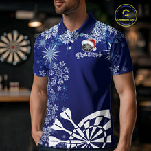 Load image into Gallery viewer, Blue Christmas Snowflake Pattern Darts Shirt For Men Custom Dart Jersey, Xmas Darts Gifts TDM5224
