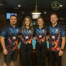 Load image into Gallery viewer, American Flag Eagle 8 Ball Flame Billiard Shirt For Women Custom Patriotic Pool Jersey Polo, 1/4 Zip TDM5754