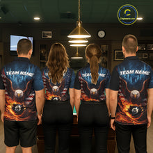 Load image into Gallery viewer, American Flag Eagle 8 Ball Flame Billiard Shirt For Women Custom Patriotic Pool Jersey Polo, 1/4 Zip TDM5754