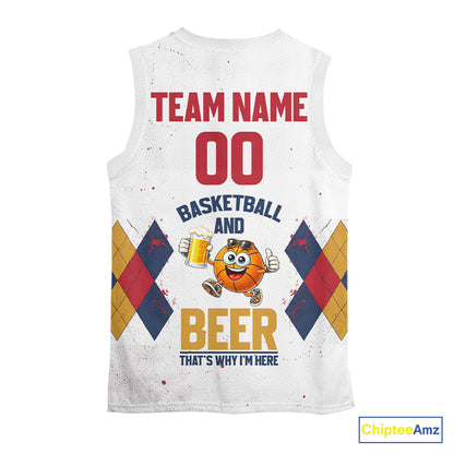 Funny Basketball And Beer Custom Argyle Basketball Shirt, Personalized Basketball Jersey For Team TDM5786