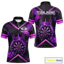 Load image into Gallery viewer, Black And Purple Dartboard Crown Darts Shirt For Men Custom Dart Jerseys Team Polo &amp; 1/4 Zip TDM5279