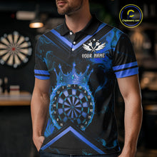 Load image into Gallery viewer, Black And Blue Dartboard Crown Darts Shirt For Men Custom Dart Jerseys Team Polo &amp; 1/4 Zip TDM5526