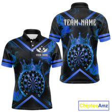 Load image into Gallery viewer, Black And Blue Dartboard Crown Darts Shirt For Men Custom Dart Jerseys Team Polo &amp; 1/4 Zip TDM5526