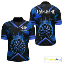 Load image into Gallery viewer, Black And Blue Dartboard Crown Darts Shirt For Men Custom Dart Jerseys Team Polo &amp; 1/4 Zip TDM5526