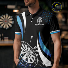 Load image into Gallery viewer, Funny Black And Blue 180 Darts Shirt For Men Custom Dartboard Jersey Team Polo &amp; Quarter Zip TDM5088