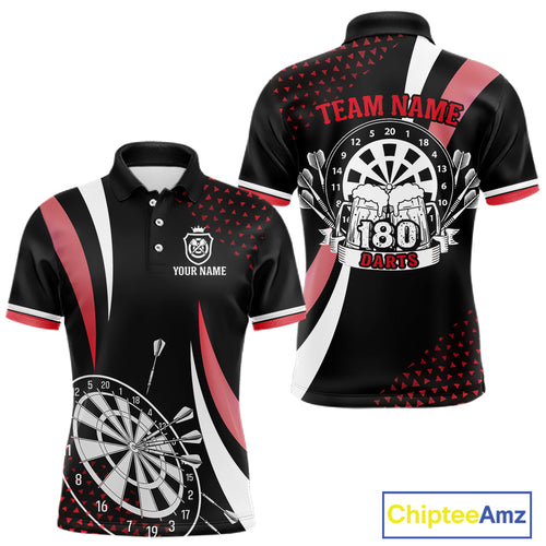 Funny Black And Red 180 Darts Shirt For Men Custom Dartboard Jersey Team Polo & Quarter Zip TDM5089