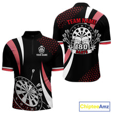 Load image into Gallery viewer, Funny Black And Red 180 Darts Shirt For Men Custom Dartboard Jersey Team Polo &amp; Quarter Zip TDM5089