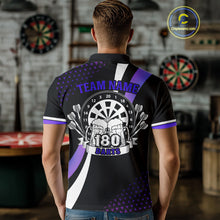 Load image into Gallery viewer, Funny Black And Purple 180 Darts Shirt For Men Custom Dartboard Jersey Team Polo &amp; Quarter Zip TDM5090