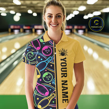 Load image into Gallery viewer, Personalized Funny Neon Bowing Shirt For Women, Retro Bowling Team Jersey Polo &amp; 1/4 Zip | Yellow TDM6186