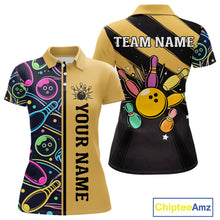 Load image into Gallery viewer, Personalized Funny Neon Bowing Shirt For Women, Retro Bowling Team Jersey Polo &amp; 1/4 Zip | Yellow TDM6186