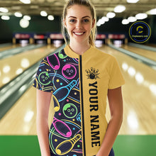 Load image into Gallery viewer, Personalized Funny Neon Bowing Shirt For Women, Retro Bowling Team Jersey Polo &amp; 1/4 Zip | Yellow TDM6186