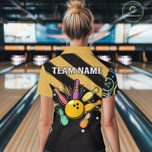 Load image into Gallery viewer, Personalized Funny Neon Bowing Shirt For Women, Retro Bowling Team Jersey Polo &amp; 1/4 Zip | Yellow TDM6186