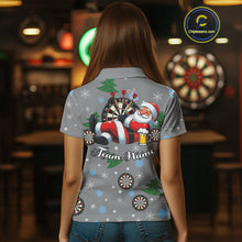 Load image into Gallery viewer, Funny Santa And Beer Christmas Darts Polo &amp; 1/4 Zip For Women Custom Xmas Darts Shirt, Darts Gift TDM4911