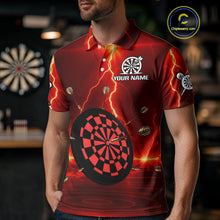Load image into Gallery viewer, Personalized Dartboard Thunder Lightning Red Darts Shirt For Men Custom Glowing Darts Team Jersey TDM4919