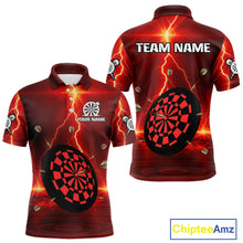 Load image into Gallery viewer, Personalized Dartboard Thunder Lightning Red Darts Shirt For Men Custom Glowing Darts Team Jersey TDM4919