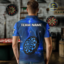 Load image into Gallery viewer, Personalized Dartboard Thunder Lightning Blue Darts Shirt For Men Custom Glowing Darts Team Jersey TDM4920