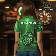 Load image into Gallery viewer, Personalized Dartboard Thunder Lightning Green Darts Shirt For Women Custom Glowing Darts Jersey TDM4921