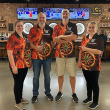 Load image into Gallery viewer, Orange Flaming Dartboard Golden Darts Shirt For Men Custom Darts Jersey Team Polo &amp; 1/4 Zip TDM5351