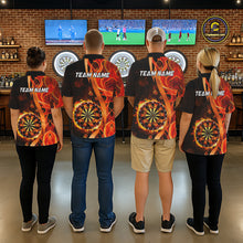 Load image into Gallery viewer, Orange Flaming Dartboard Golden Darts Shirt For Men Custom Darts Jersey Team Polo &amp; 1/4 Zip TDM5351