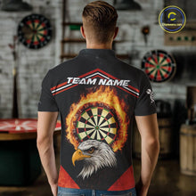 Load image into Gallery viewer, Black And Red Flaming Dartboard Eagle Darts Shirt For Men Custom Darts Jersey Team Polo &amp; 1/4 Zip TDM6007