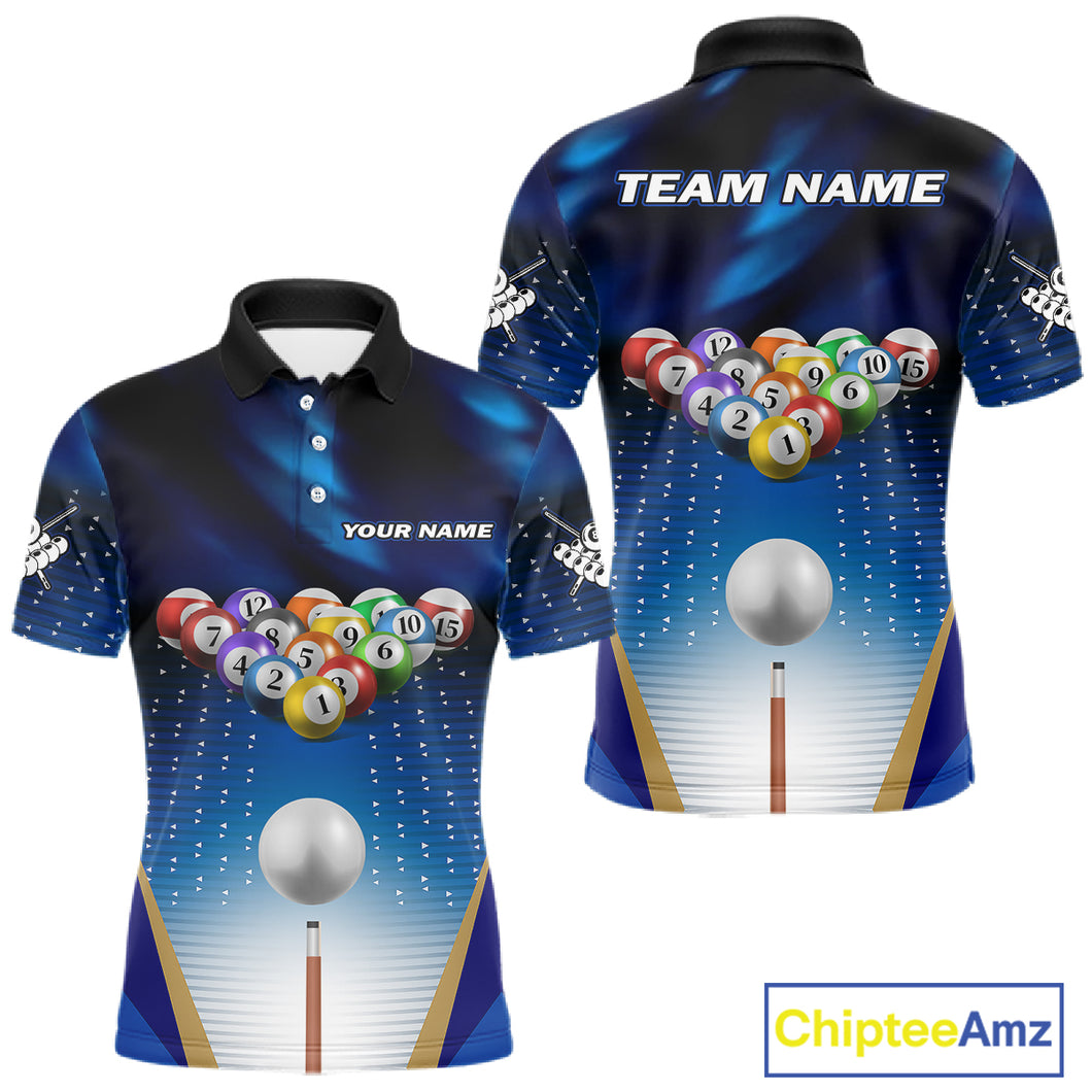 Blue Billiard Jersey For Men Custom 3D Billiard Tournament Shirt, Pool Team Jersey Polo & 1/4 Zip TDM4930