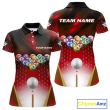 Load image into Gallery viewer, Red Billiard Jersey For Women Custom 3D Billiard Tournament Shirt, Pool Team Jersey Polo &amp; 1/4 Zip TDM4931