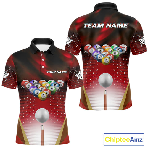 Red Billiard Jersey For Men Custom 3D Billiard Tournament Shirt, Pool Team Jersey Polo & 1/4 Zip TDM4931