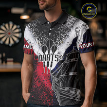 Load image into Gallery viewer, Custom Red And Blue Skull Dartboard Grunge Dart Shirts For Men Dart Team Jerseys NYN0076