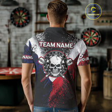 Load image into Gallery viewer, Custom Red And Blue Skull Dartboard Grunge Dart Shirts For Men Dart Team Jerseys NYN0076