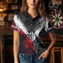 Load image into Gallery viewer, Custom Red And Blue Skull Dartboard Grunge Dart Shirts For Women Dart Team Jerseys NYN0076