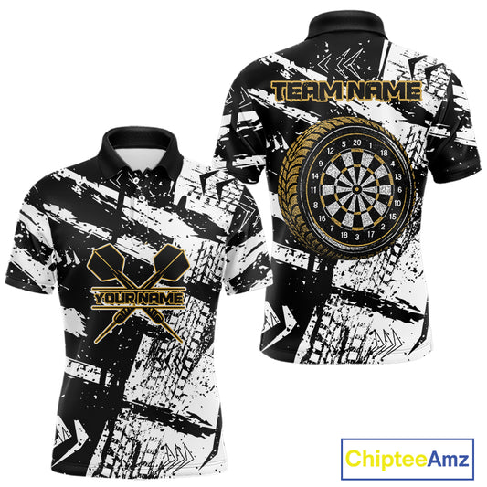 Custom Black And Yellow Wheel Dartboards Dart Shirts For Men Outfits Grunge Dart Jerseys NYN0079