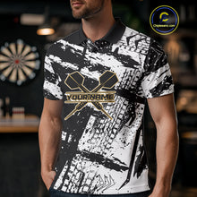 Load image into Gallery viewer, Dartboards Grunge Style Custom Yellow Wheel Dart Shirts For Men, Dart Jerseys NYN0079