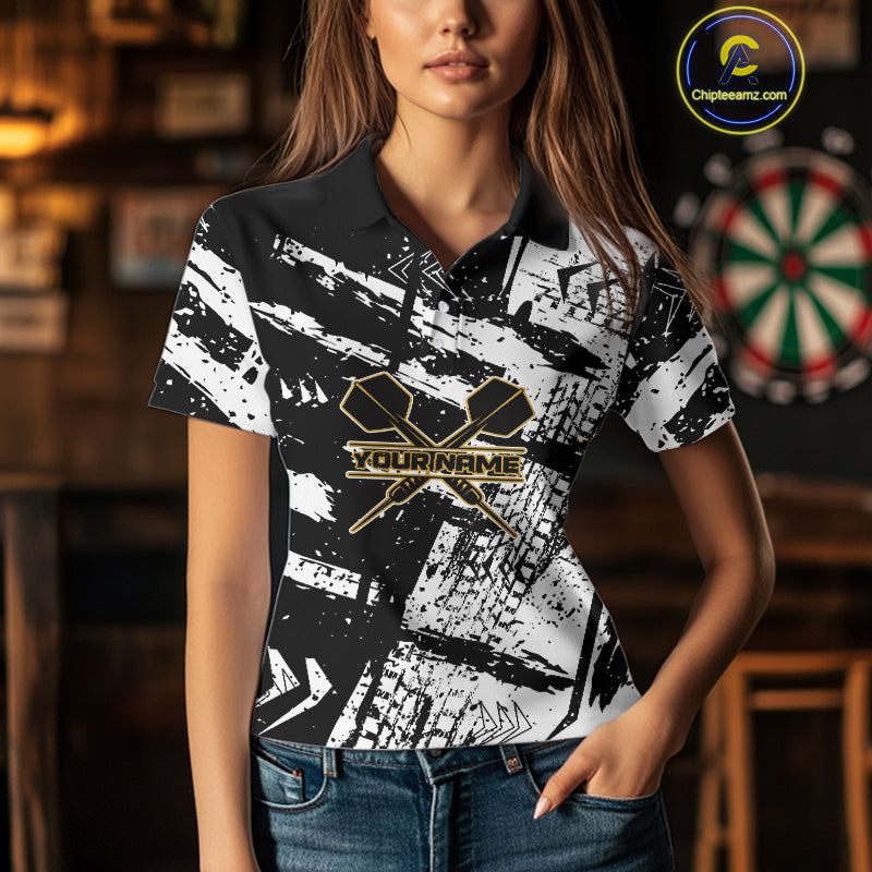 Custom Black And Yellow Wheel Dartboards Dart Shirts For Women Outfits Grunge Dart Jerseys NYN0079