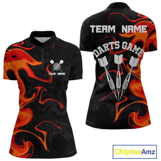 Custom Orange Splashed Color Dart Arrows Dart Shirts For Women, Dart Team Jerseys NYN0082