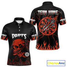 Load image into Gallery viewer, Custom Red Fire Flame Darrt Arrows Skull Dart Shirts For Men, Dart Team Jerseys NYN0085