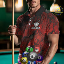 Load image into Gallery viewer, Personalized Red Grunge Cracked 8 Ball Billiard Shirts For Men Custom Team League Billiard Jerseys NYN2982