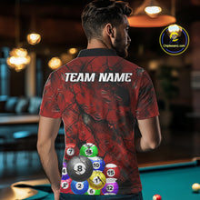 Load image into Gallery viewer, Personalized Red Grunge Cracked 8 Ball Billiard Shirts For Men Custom Team League Billiard Jerseys NYN2982