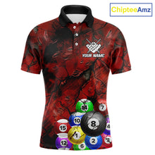 Load image into Gallery viewer, Personalized Red Grunge Cracked 8 Ball Billiard Shirts For Men Custom Team League Billiard Jerseys NYN2982