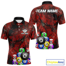 Load image into Gallery viewer, Personalized Red Grunge Cracked 8 Ball Billiard Shirts For Men Custom Team League Billiard Jerseys NYN2982