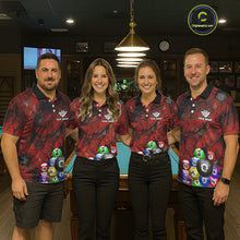 Load image into Gallery viewer, Personalized Red Grunge Cracked 8 Ball Billiard Shirts For Men Custom Team League Billiard Jerseys NYN2982