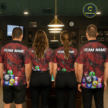 Load image into Gallery viewer, Personalized Red Grunge Cracked 8 Ball Billiard Shirts For Men Custom Team League Billiard Jerseys NYN2982