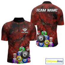 Load image into Gallery viewer, Personalized Red Grunge Cracked 8 Ball Billiard Shirts For Men Custom Team League Billiard Jerseys NYN2982