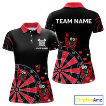 Load image into Gallery viewer, Custom Black And Red Butterflies Funny Dart Women Polo Shirt Dart Team Jerseys NYN1561