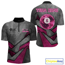 Load image into Gallery viewer, Ball Pool Billiard Polo &amp; 1/4-Zip Shirt For Men Custom Light Pink 8 Ball Billiard Team Attire NYN2385