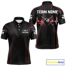 Load image into Gallery viewer, 3D Ball Pool Men Billiard Polo &amp; 1/4-Zip Shirt Custom Light 8 Ball Billiard Team Apparel|Red NYN2387